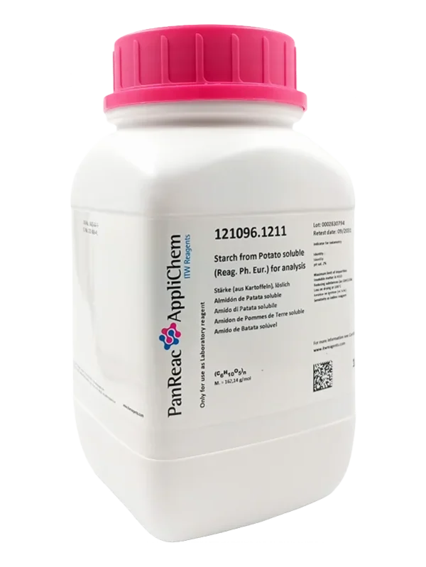 Almidón de Patata soluble (Reag. Ph. Eur.) para análisis. Envase de 1 Kg. CAS 9005-84-9 . CODIGO DE COMPRA: PANR121096.1211