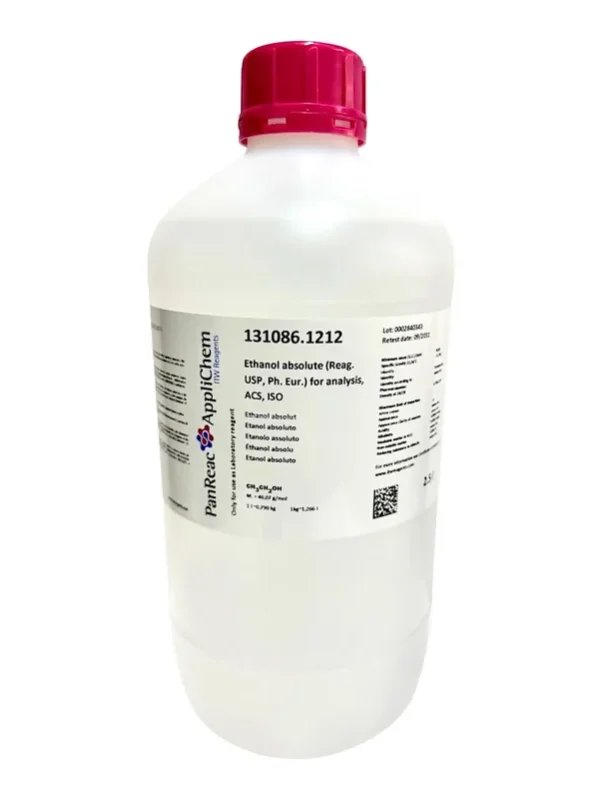 Etanol absoluto (Reag. USP, Ph. Eur.) para análisis, ACS, ISO. Envase plástico de 2,5 Litros. CAS 64-17-5. CODIGO DE COMPRA: PANR131086.1212