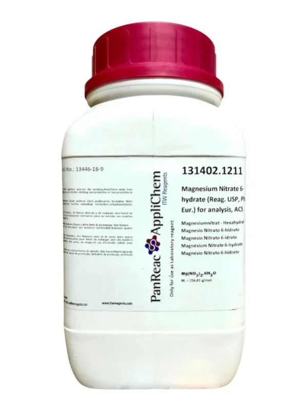 Magnesio Nitrato 6-hidrato (Reag. USP, Ph. Eur.) PA, ACS. CAS 13446-18-9 . Envase plástico de 1 Kg. CODIGO DE COMPRA: PANR131402.1211