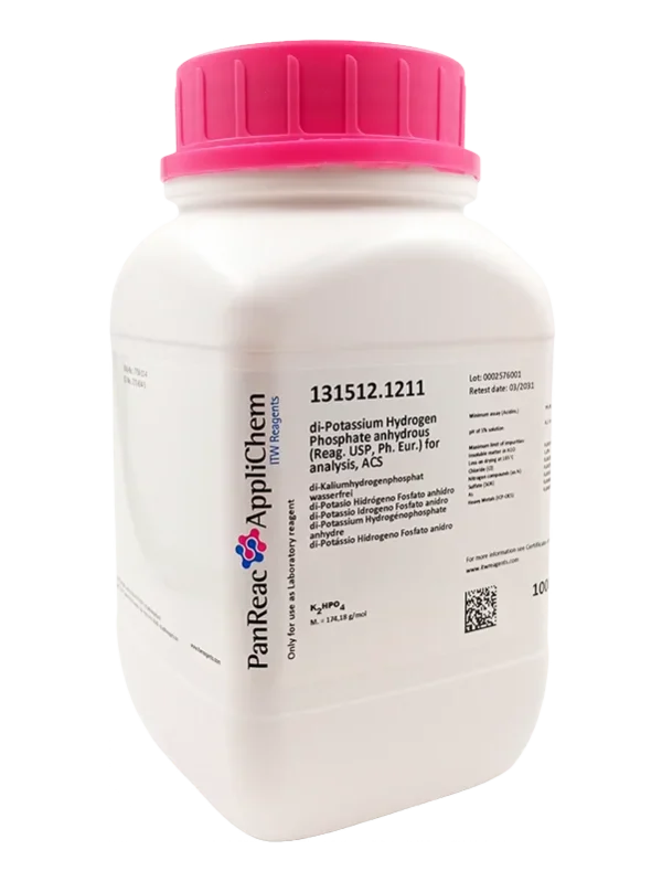 Potasio di-Hidrógeno Fosfato (Reag. USP) para análisis, ACS. CAS 7778-77-0 . Envase de 1 Kg. CODIGO DE COMPRA: PANR131509.1211