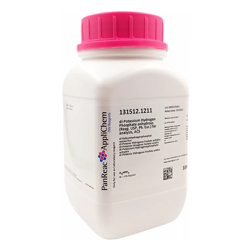 di-Potasio Hidrógeno Fosfato anhidro (Reag. USP, Ph. Eur.) para análisis, ACS. CAS 7758-11-4 . Envase plástico de 1 Kg. CODIGO DE COMPRA: PANR131512.1211