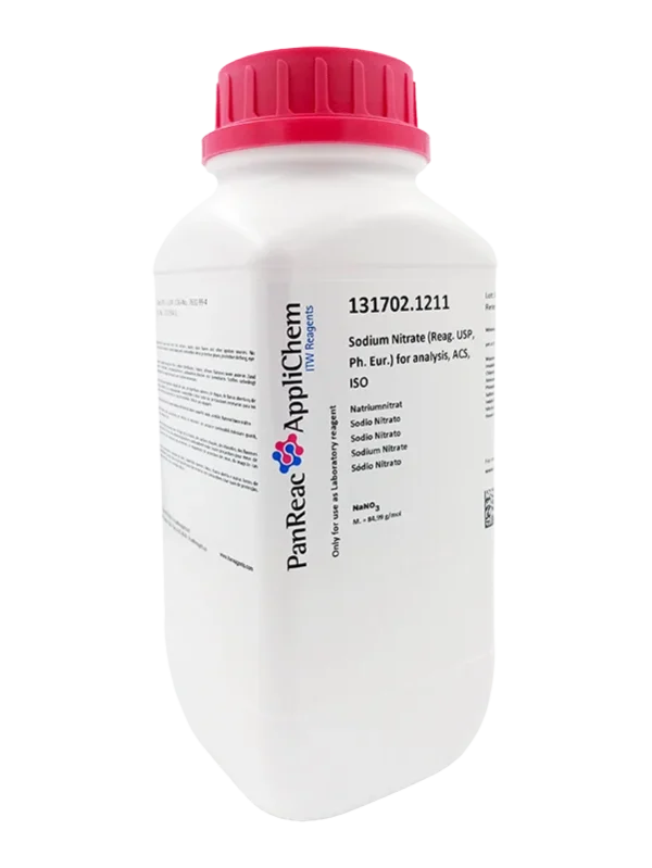 Sodio Nitrato (Reag. USP, Ph. Eur.) para análisis, ACS, ISO. Envase plástico de 1 Kg. CAS 7631-99-4 . CODIGO DE COMPRA: PANR131702.1211