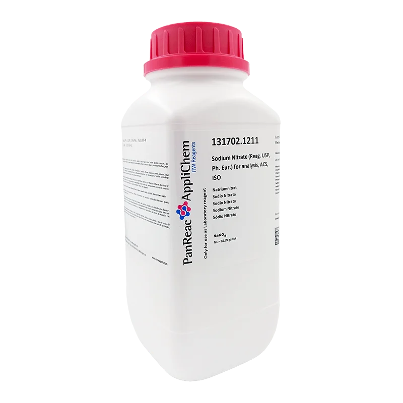 Sodio Nitrato (Reag. USP, Ph. Eur.) para análisis, ACS, ISO. Envase plástico de 1 Kg. CAS 7631-99-4 . CODIGO DE COMPRA: PANR131702.1211