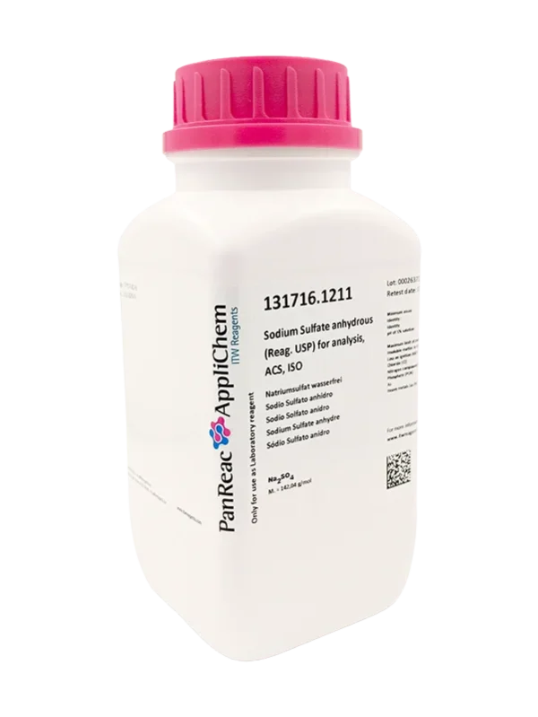 Sodio Sulfato anhidro (Reag. USP) para análisis, ACS, ISO. CAS 7757-82-6 . Envase 1 Kg. CODIGO DE COMPRA PANR131716.1211