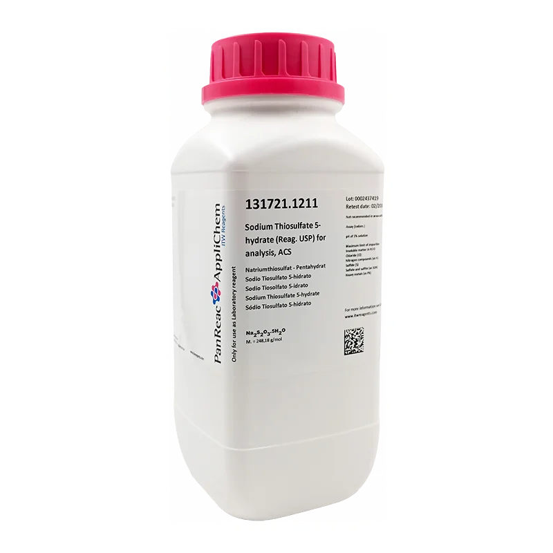 Sodio Tiosulfato 5-hidrato (Reag. USP) para análisis, ACS. CAS 10102-17-7 . Envase de un kilo. CODIGO DE COMPRA PANR131721.1211