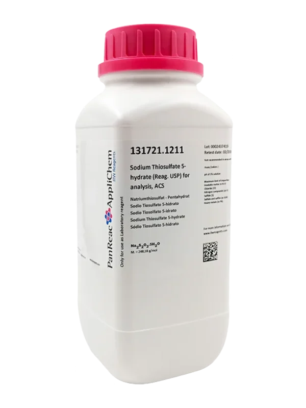 Sodio Tiosulfato 5-hidrato (Reag. USP) para análisis, ACS. CAS 10102-17-7 . Envase de un kilo. CODIGO DE COMPRA PANR131721.1211