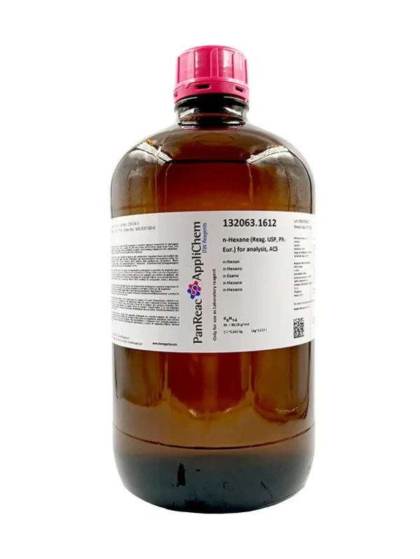 n-Hexano (Reag. USP, Ph. Eur.) para análisis, ACS. CAS 110-54-3. Envase de vidrio de 2,5 Lt. CODIGO DE COMPRA: PANR132063.1612