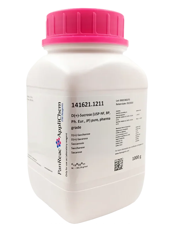 D(+)-Sacarosa (USP-NF, BP, Ph. Eur., JP) puro, grado farma. CAS 57-50-1 . Envase de 1 Kg. CODIGO DE COMPRA : PANR141621.1211