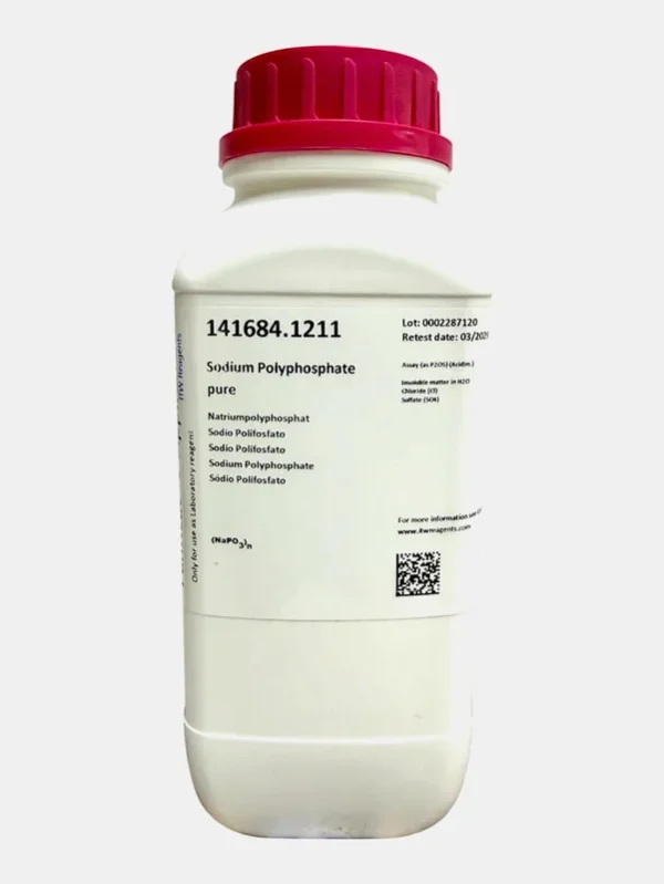 Sodio Polifosfato puro. CAS 68915-31-1 . Envase plástico de 1 Kg. CODIGO DE COMPRA: PANR141684.1211