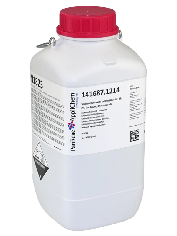 Sodio Hidróxido lentejas (USP-NF, BP, Ph. Eur.) puro, grado farma. Envase plástico de 5 Kg. CAS 1310-73-2 . CODIGO DE COMPRA: PANR141687.1214