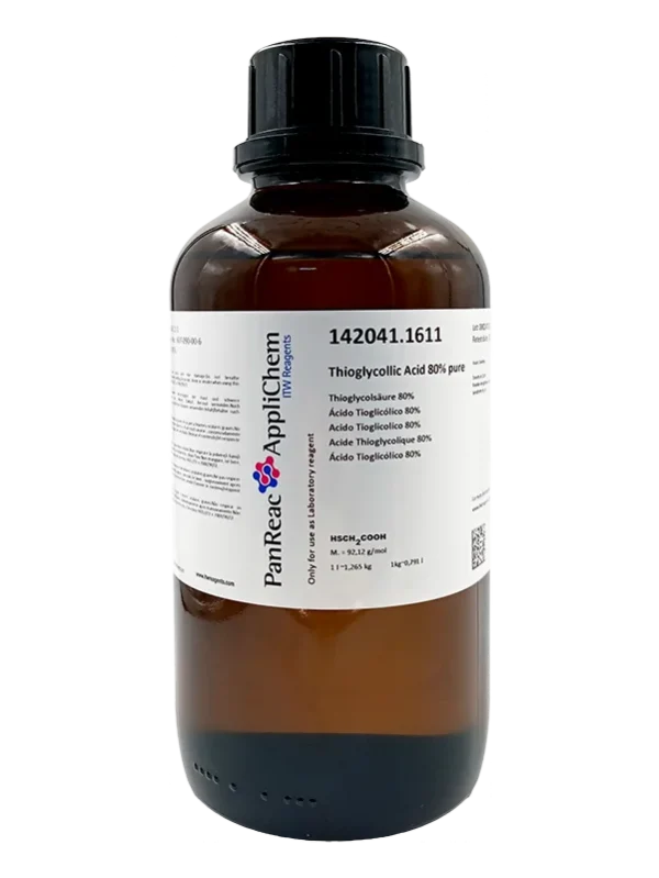 Ácido Tioglicólico 80% puro. CAS 68-11-1 . Botella de vidrio ámbar de 1 Lt.  CODIGO DE COMPRA: PANR142041.1611