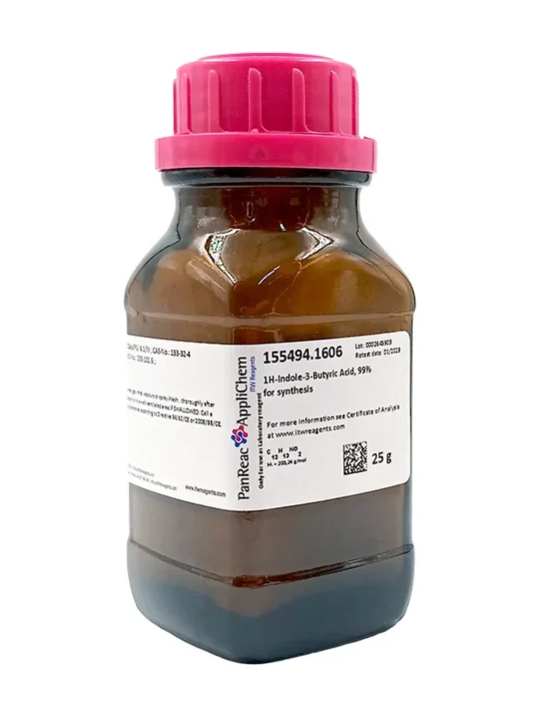Ácido 1H-Indol-3-Butírico, 99% para síntesis. CAS 133-32-4 . Frasco de vidrio ámbar de 25 gr. CODIGO DE COMPRA: PANR155494.1606