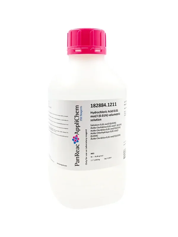 Ácido Clorhídrico 0,01 mol/l (0,01N) (Reag. USP). Trazable a NIST. CAS 7647-01-0. Envase de 1 Lt. CODIGO DE COMPRA: PANR182884.1211