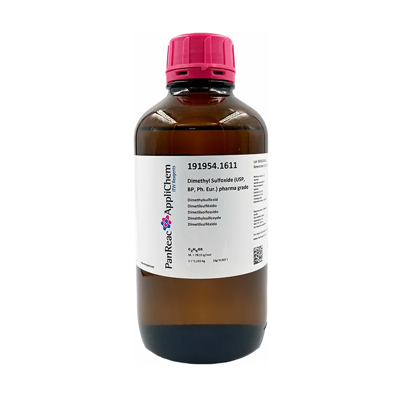 Dimetilsulfóxido (USP, BP, Ph. Eur.) grado farma. CAS 67-68-5 . Envase de un litro. CODIGO DE COMPRA: PANR191954.1611