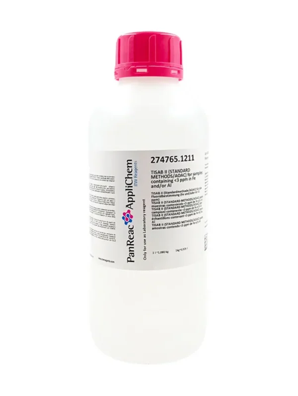 TISAB II (STANDARD METHODS/AOAC) para muestras conteniendo <3 ppm de Fe y/o Al. Envase de 1 Lt. CODIGO DE COMPRA: PANR274765.1211