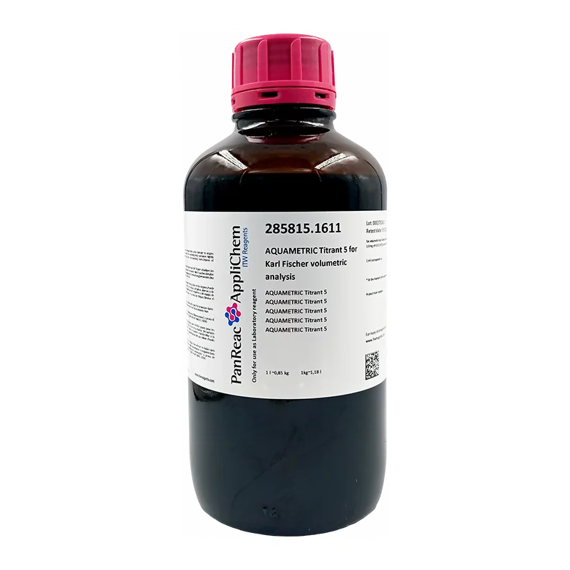 AQUAMETRIC Titrant 5 para análisis volumétrico según Karl Fischer. Botella de vidrio ámbar de 1 Lt. CODIGO DE COMPRA: PANR285815.1611