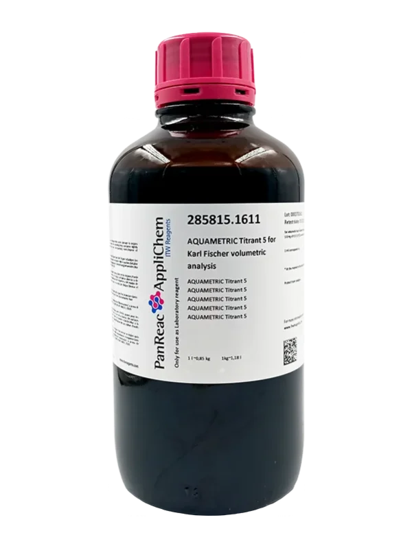 AQUAMETRIC Titrant 5 para análisis volumétrico según Karl Fischer. Botella de vidrio ámbar de 1 Lt.  CODIGO DE COMPRA: PANR285815.1611
