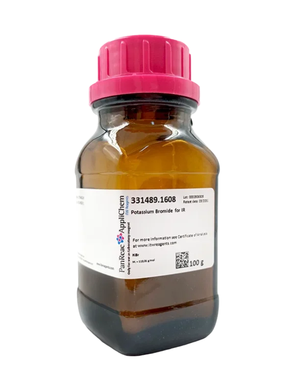 Potasio Bromuro para IR. CAS 7758-02-3 . Frasco de vidrio ámbar de 100 gr. CODIGO DE COMPRA: PANR331489.1608