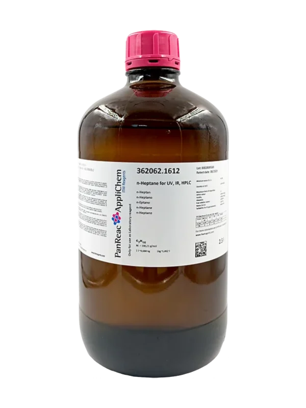 n-Heptano para UV, IR, HPLC. Envase de vidrio 2,5 litro. CAS 142-82-5 . CODIGO DE COMPRA PANR362062.1612