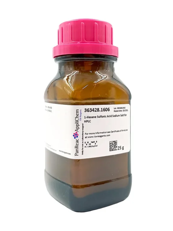 Ácido 1-Hexano Sulfónico Sal Sódica para HPLC. CAS 2832-45-3 . Envase de 25 gramos. CODIGO DE COMPRA: PANR363428.1606