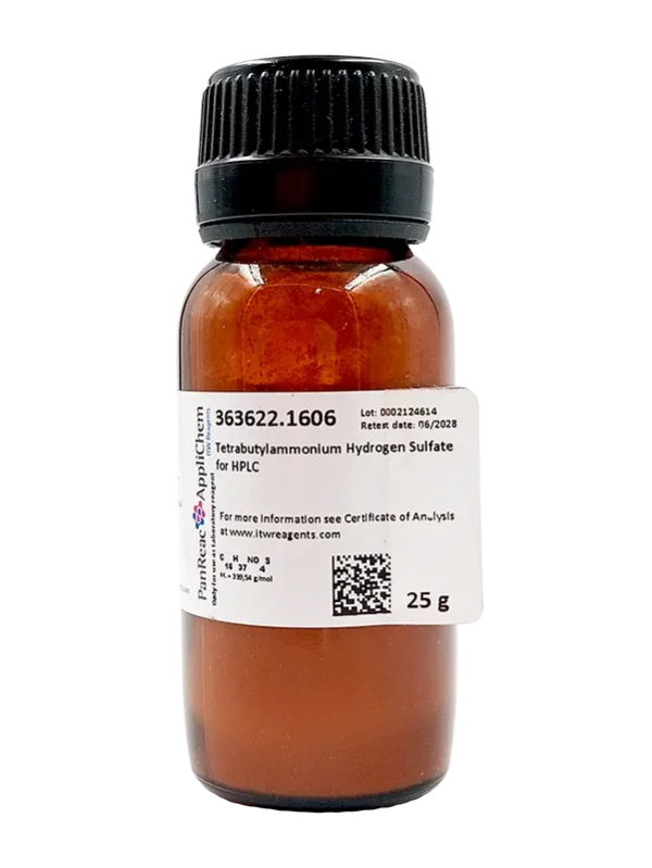 Tetrabutilamonio Hidrógeno Sulfato para HPLC. Envase de vidrio ámbar de 25 gr. CAS 32503-27-8 . CODIGO DE COMPRA: PANR363622.1606
