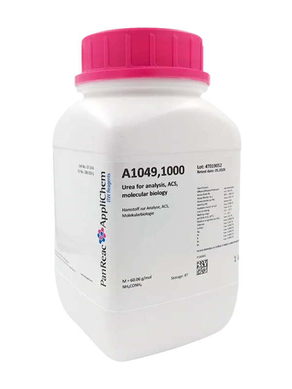 Urea para análisis, ACS, biología molecular. Envase plástico de 1 Kg. CAS 57-13-6. CODIGO DE COMPRA: APPLA1049.1000