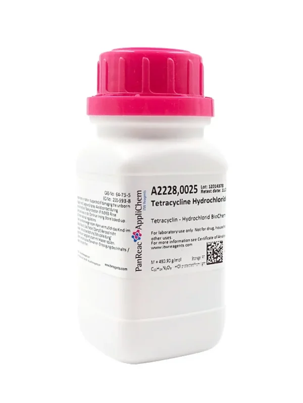 Tetraciclina clorhidrato. CAS 64-75-5. Envase de 25 gr. CODIGO DE COMPRA: APPLA2228.0025