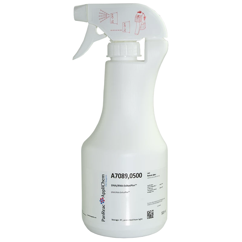 DNA/RNA-ExitusPlus™. Para eliminar DNA/RNA contaminante. Envase plástico de 500 mL. CODIGO DE COMPRA: APPLA7089.0500