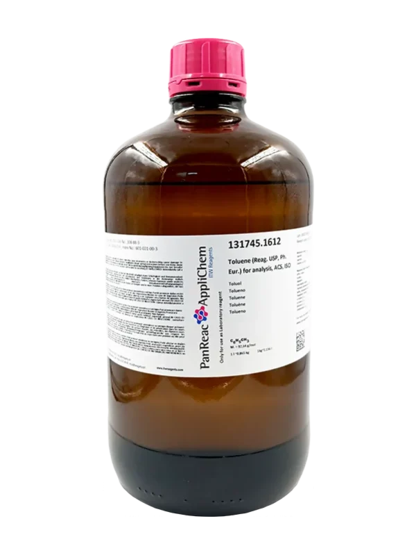 Tolueno (Reag. USP, Ph. Eur.) para análisis, ACS, ISO. CAS 108-88-3 . Botella de vidrio ámbar de 2,5 Lt. CODIGO DE COMPRA: PANR131745.1612