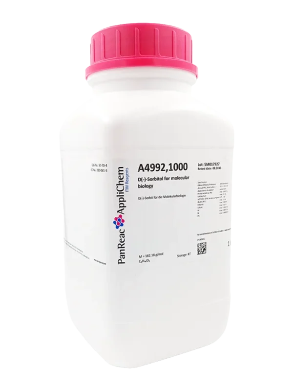 D(-)-Sorbitol para biología molecular. CAS 50-70-4. Envase plástico de 1 kg. CODIGO DE COMPRA: APPLA4992.1000