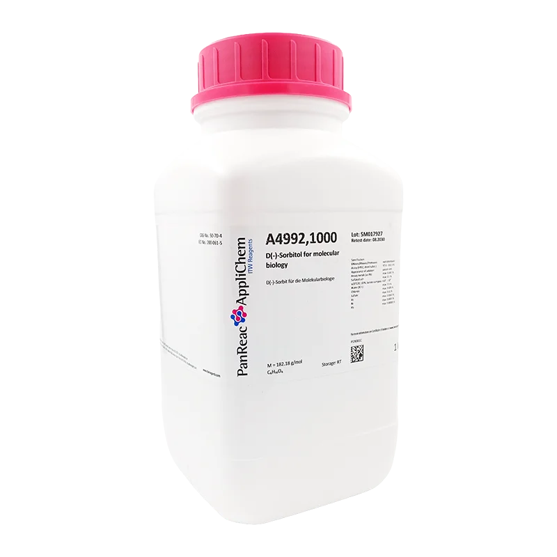 D(-)-Sorbitol para biología molecular. CAS 50-70-4. Envase plástico de 1 kg. CODIGO DE COMPRA: APPLA4992.1000