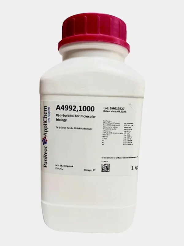 D(-)-Sorbita para biología molecular. CAS 50-70-4 . En envase plástico de 1 kg. CODIGO DE COMPRA: PANRA A4992,1000