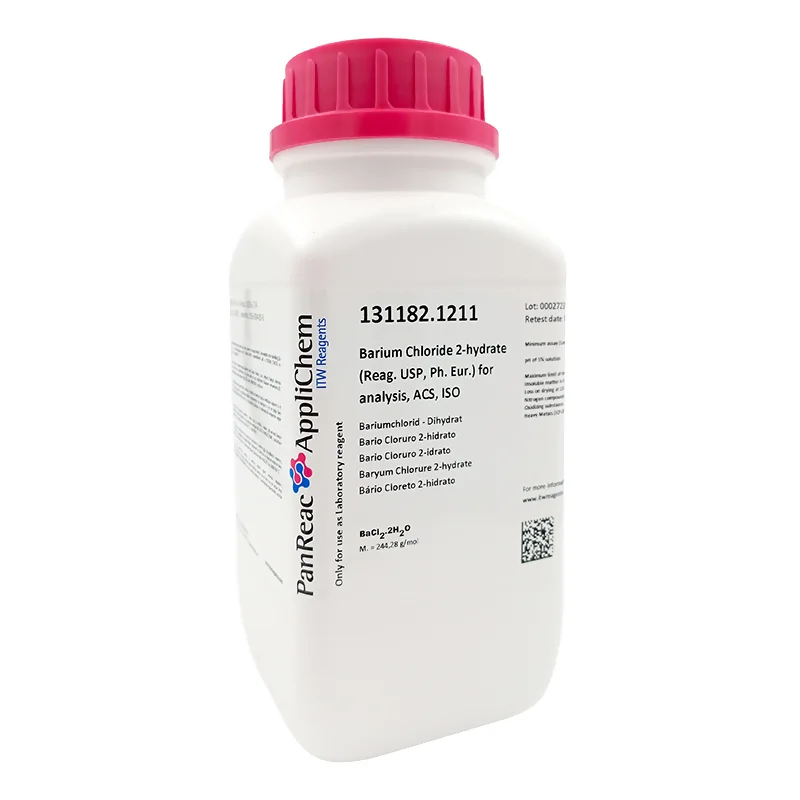 Bario Cloruro 2-hidrato (Reag. USP, Ph. Eur.) para análisis, ACS, ISO. CAS 10326-27-9. Envase de 1 Kg. CODIGO DE COMPRA: PANR131182.1211