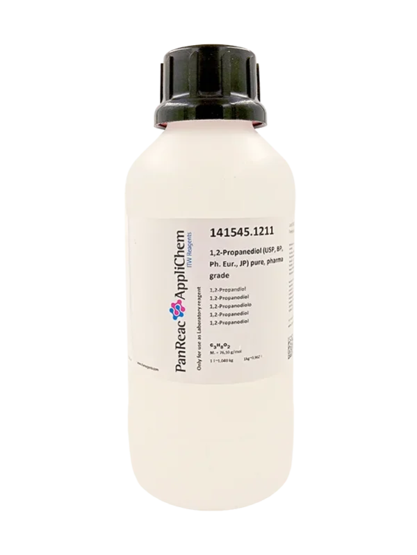 1,2-Propanodiol (USP, BP, Ph. Eur., JP) puro, grado farma. CAS 57-55-6. Envase de 1 Lt. CODIGO DE COMPRA: PANR141545.1211