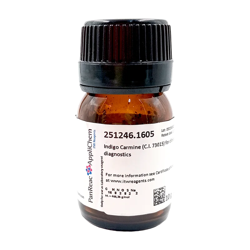 Carmín de Indigo (C.I. 73015). CAS 860-22-0. Envase vidrio ámbar de 10 gr. CODIGO DE COMPRA: PANR251246.1605